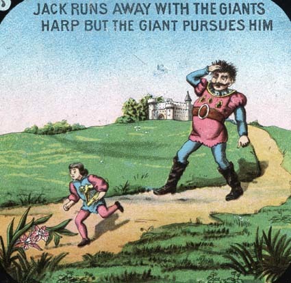 JACK RUNS AWAY WITH THE GIANTS HARP BUT THE GIA...