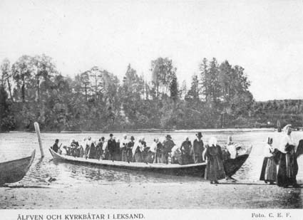 Älfven och  kyrkbåtar i Leksand
