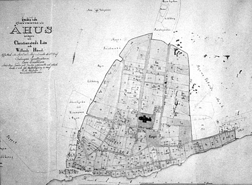 1770 + 1853 års karta över Åhus by.