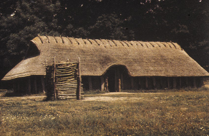 Rekonstruktion av långhus från keltisk järnålde...
