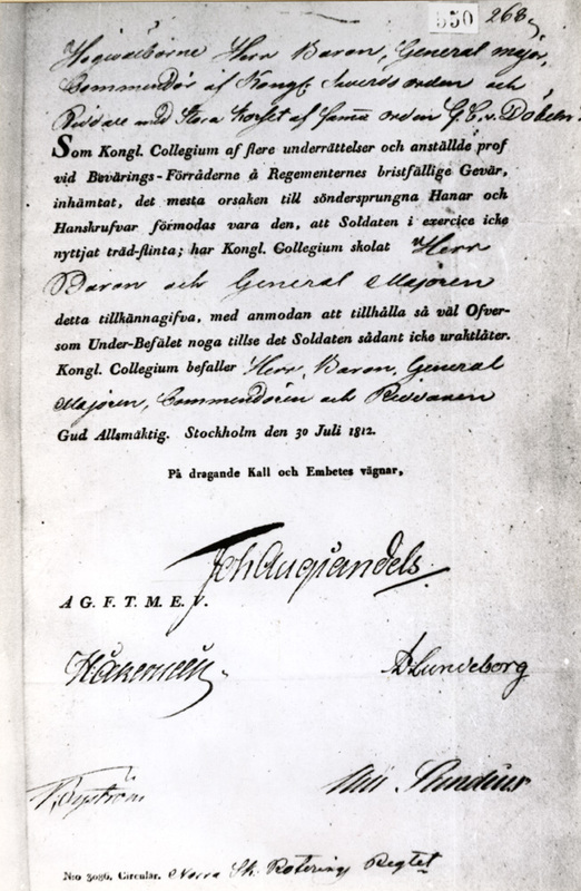Skrivelse till G. C. von Döbeln från Kungligt K...