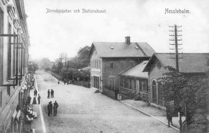 Järnvägsgatan och Stationshuset. Hessleholm.