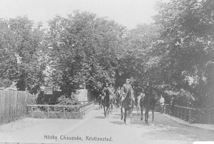 Kavalleriet till häst längs Näsbychausséen, den...