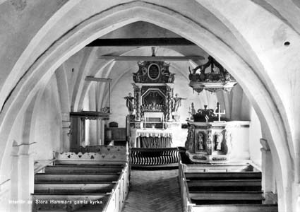 Interiör av Stora Hammars gamla kyrka