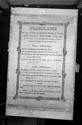 Konsertprogram från 1826, tryckt på sidan