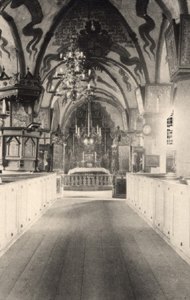 Visingsö, juni 1922. Inre af Brahekyrkan.