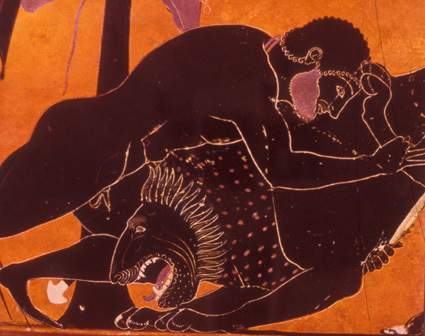 Herakles och det nemeiska lejonet. Protoattisk ...