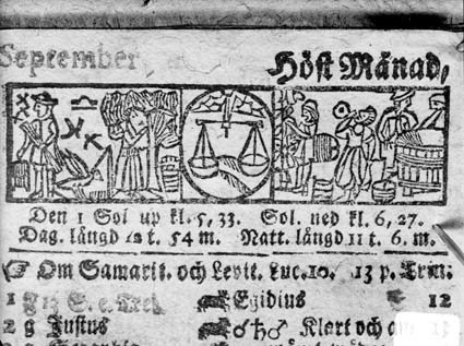 Bild ur almanacka år 1666 September