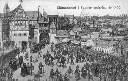 Sillmarknad i Skanör omkring år 1400.