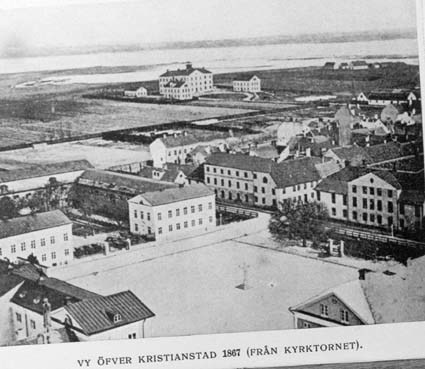 Vy över Kristianstad från kyrktornet 1867