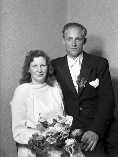 Gösta Nilsson bröllop brudpar, Krogshult.