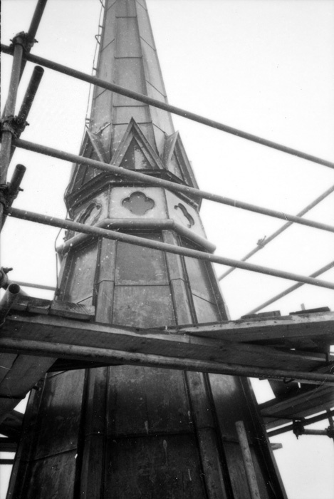 Asmundtorps kyrka. Yttre renovering. Tornet.