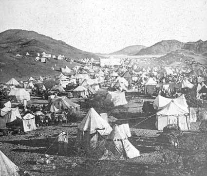 Läger av Mekkapilgrimer i Wadi Munah.