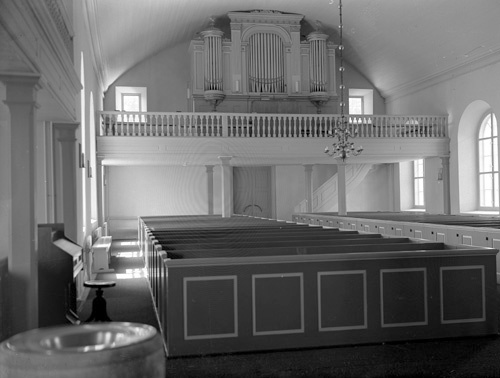 Orgelläktare Vånga kyrka.