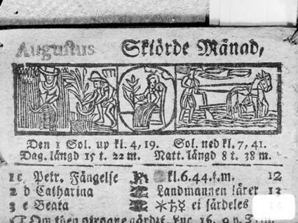 Bild ur almanacka år 1666 Augusti