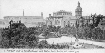 Stockholm, Parti af Kungsträdgården med Slottet...