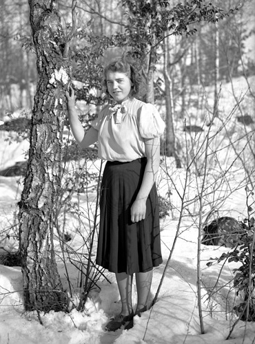 Ingrid Svensson i snön Arkelstorp.