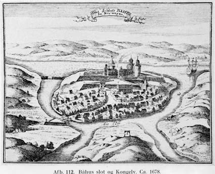 Båhus slot og Kongelv. Ca. 1678.