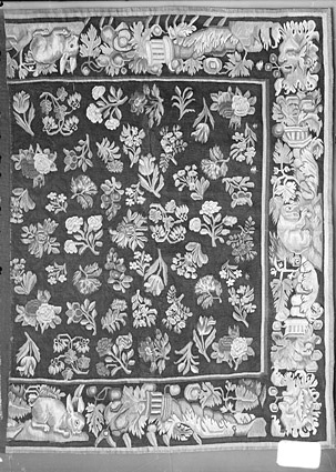 Bordsduk, flamskvävnad från Småland ca 1720-50.