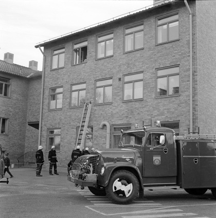 Brandövning i Bromölla skola november 1969.