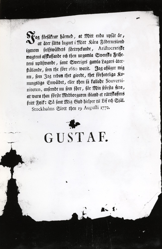Textdokument. Gustaf III:s kungaförsäkran från ...