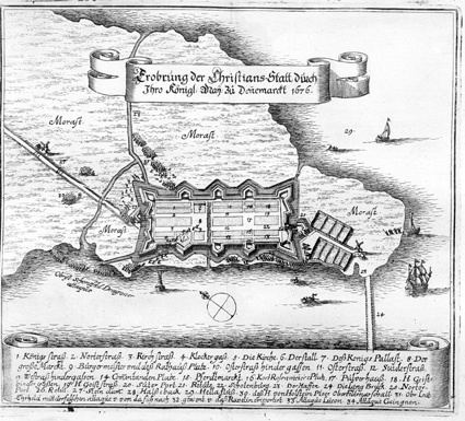 Karta över Christianstads fästning