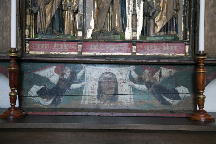 Detalj av altartavla i S:ta Maria kyrka i Åhus....