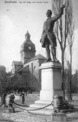 Stockholm Carl XII Staty och Jacobs kyrka