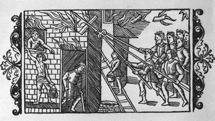 Eldsläckning vid 1500-talet med använding av bl...