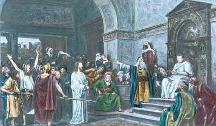 Christ before Pilate for first time.