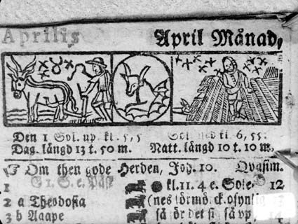 Bild ur almanacka år 1666 april