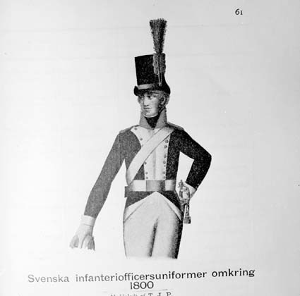 Svensk infanterioff. uniform omkring 1800.