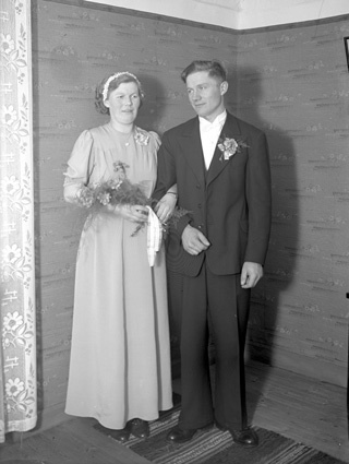 Brudpar Hilda o Otto Karlsson, Vånga Alle.