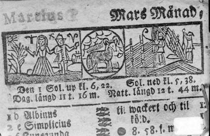 Bild ur Almanack år 1666 mars