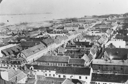 Utsikt mot Söder från kyrktornet 1867?