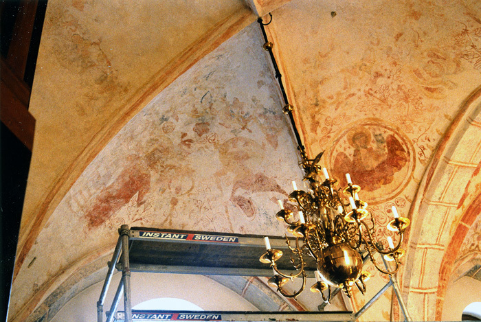 Bjällerups kyrka. Detalj av kalkmålning.