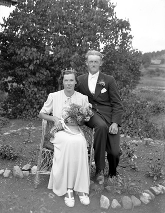 Elsa och Hugo Österberg 28/7 1940, brudparet, S...