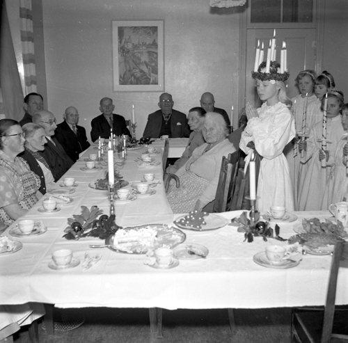 Lucia på Simrishamns ålderdomshem 1955.