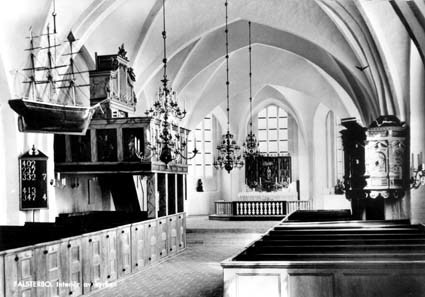 Falsterbo: Interiör av kyrkan.