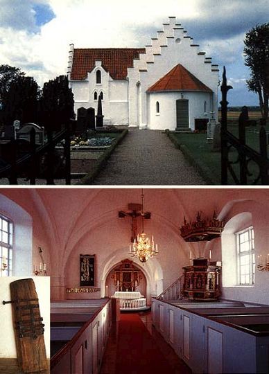 Ilstorps kyrka. 1200-talet. Vapenhus 1800-talet...