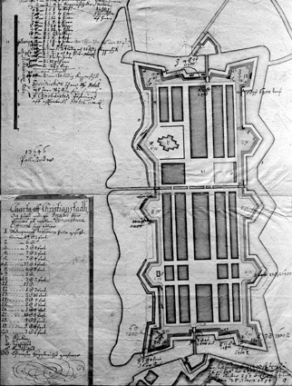 Karta över Kristianstad fästning