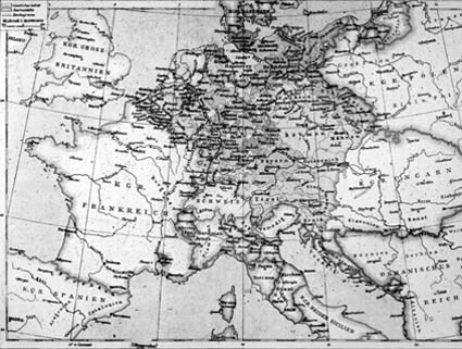 Karta över Mellaneuropa 1763.