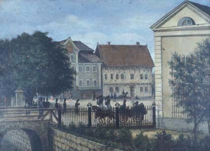 Stora Torg 1851, målning av Thelander.