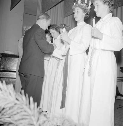 Lucia i Bromölla Folkets Hus, 1955.