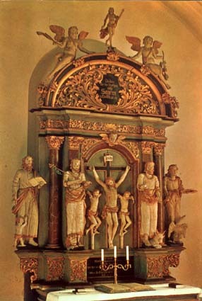 Löderups kyrka: Altaruppsats från 1700-talet av...