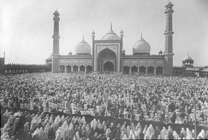 Pilgrimfest i den stora moskén i Delhi, Indien.
