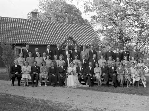 Harry Larssons bröllop grupp alla Bäckaskog.
