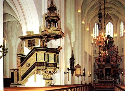 Predikstolen i S:t Petri kyrka i Malmö 1599.