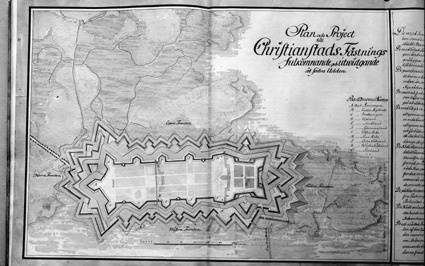 Plan och projekt över Kristianstad fästnings fu...
