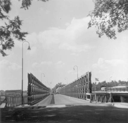 Provisorisk bro över Helgeå, vid ombyggnad av L...